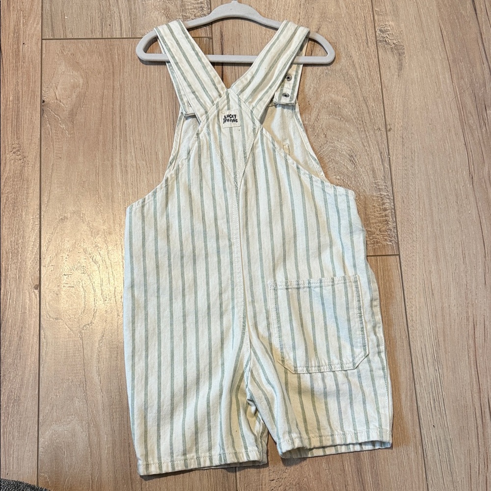 Zara Kids Striped Overalls in Cream and light green 4-5T - Picture 4 of 5